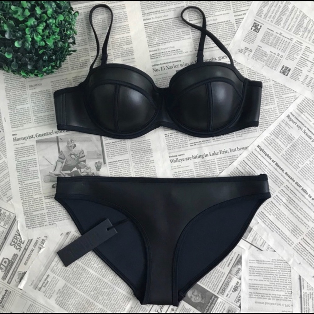 Triangl Black Leather Neoprene Bikini